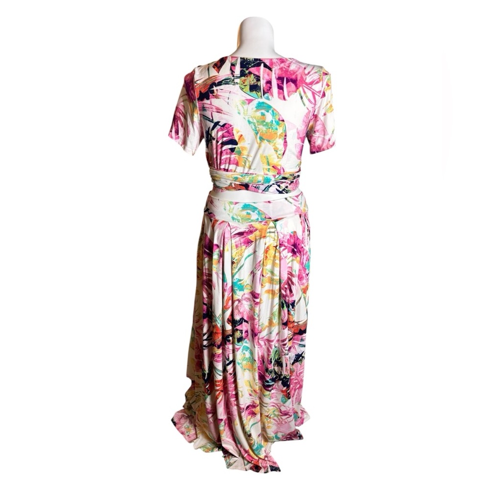 The Curve by Judani 3X Maki Skirt Top Crop Tie Wrap Shirt Floral 2 PC - Picture 8 of 12